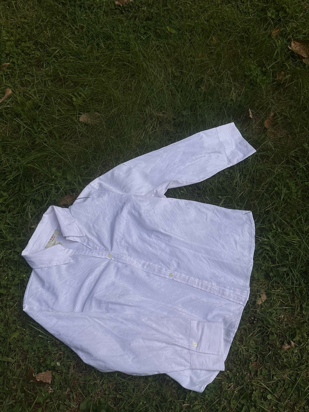 Vintage 90’s Cotton Blend Embossed White Button-Down Shirt Size 1X by Como Woman